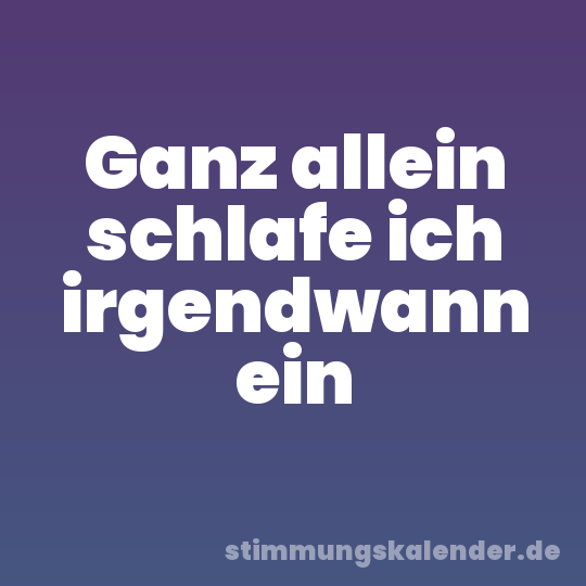 Ganz allein schlafe ich irgendwann ein