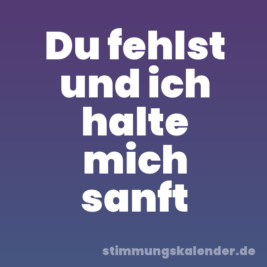 Du fehlst und ich halte mich sanft