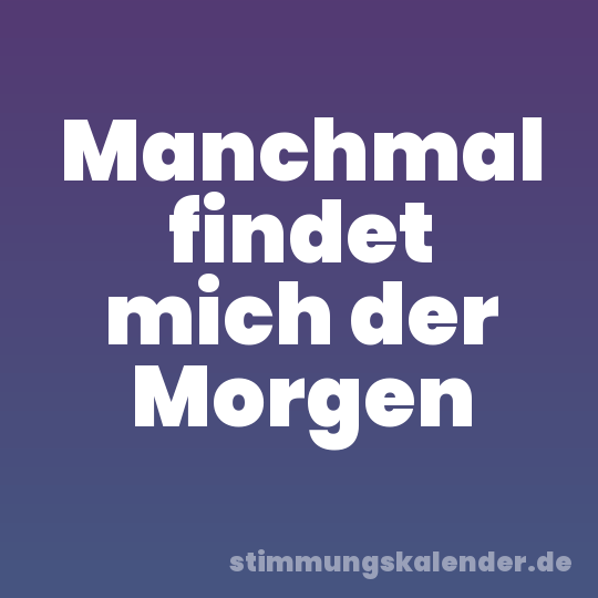 Manchmal findet mich der Morgen