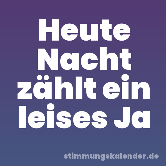 Heute Nacht zählt ein leises Ja