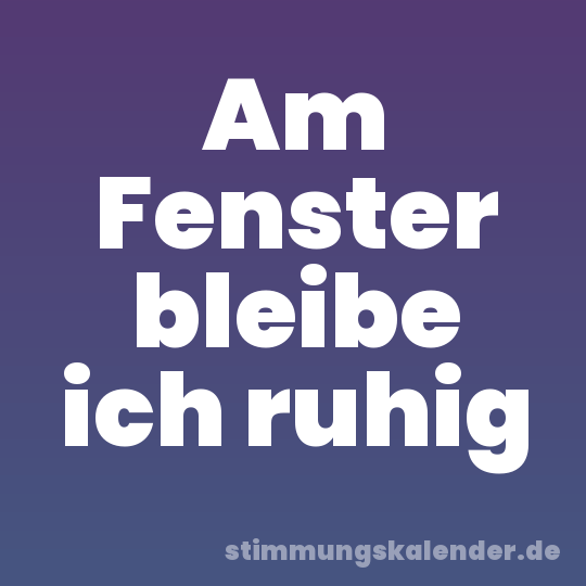 Am Fenster bleibe ich ruhig