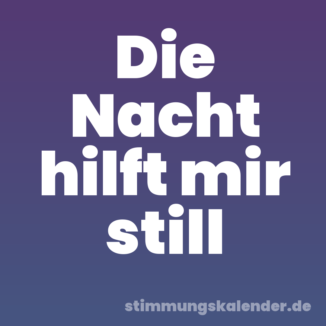 Die Nacht hilft mir still
