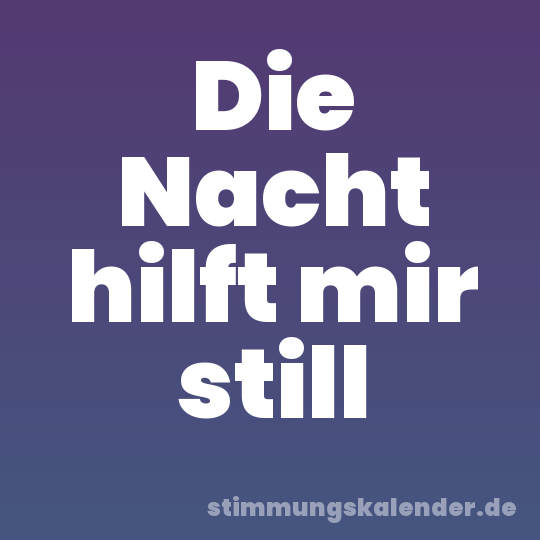 Die Nacht hilft mir still