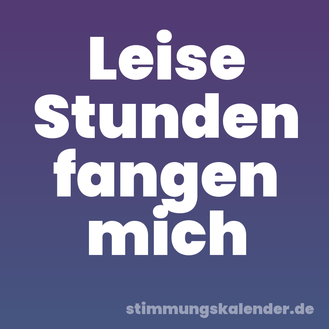 Leise Stunden fangen mich