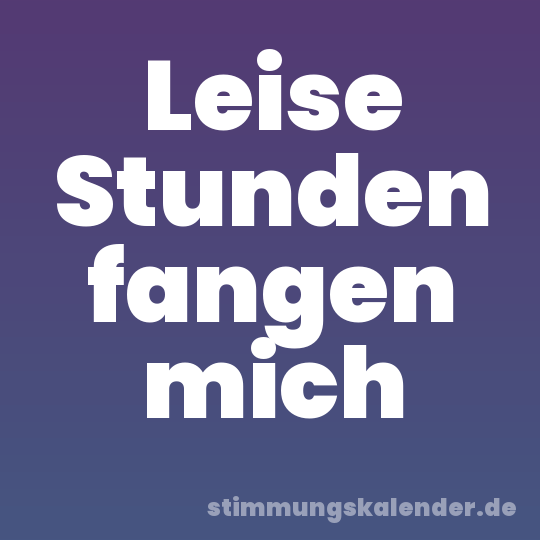 Leise Stunden fangen mich