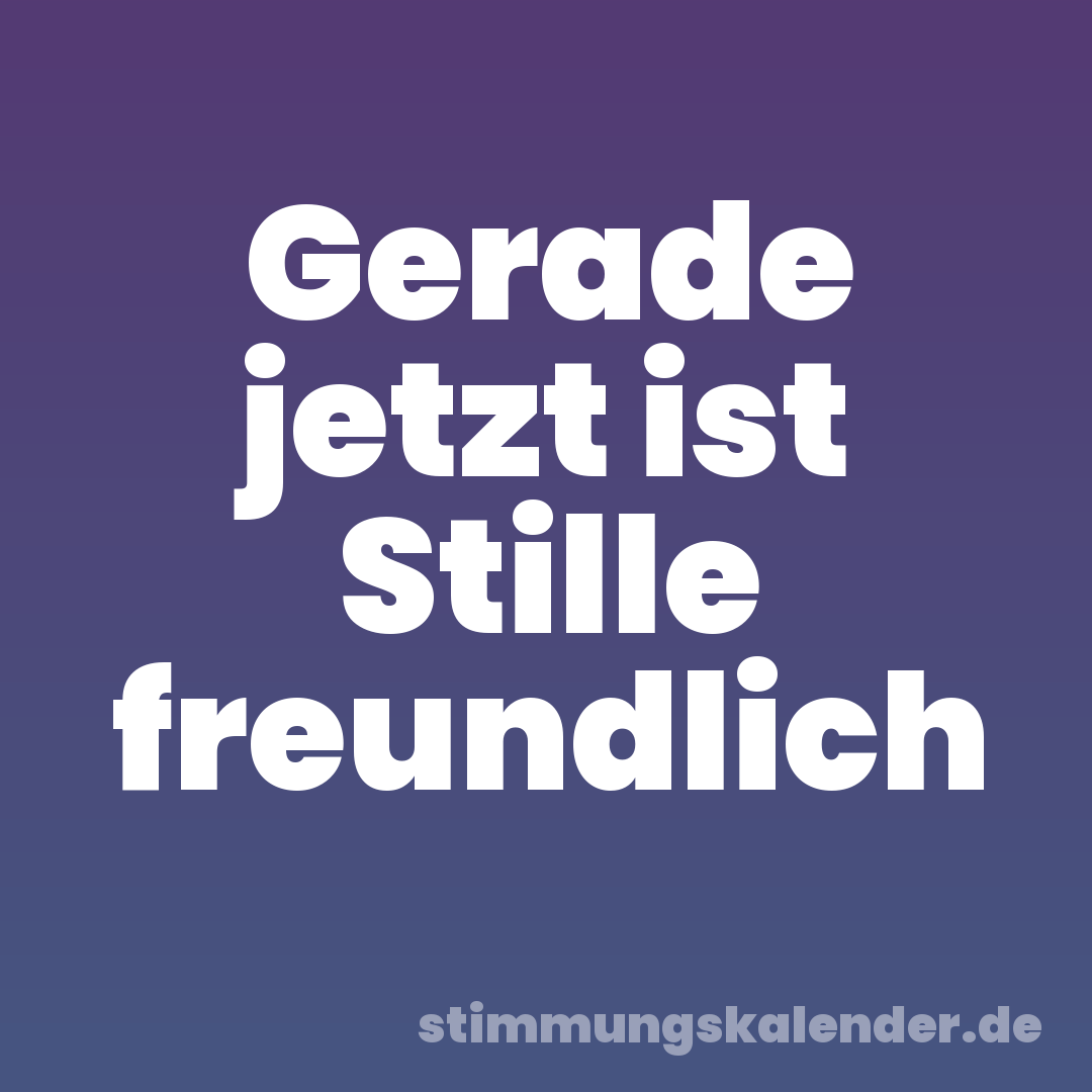 Gerade jetzt ist Stille freundlich