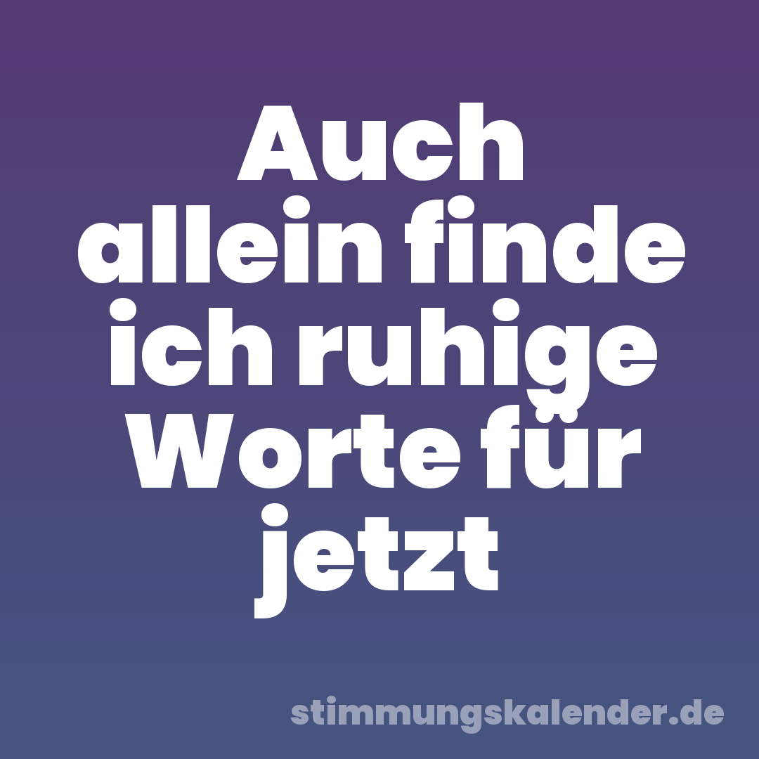 Auch allein finde ich ruhige Worte für jetzt