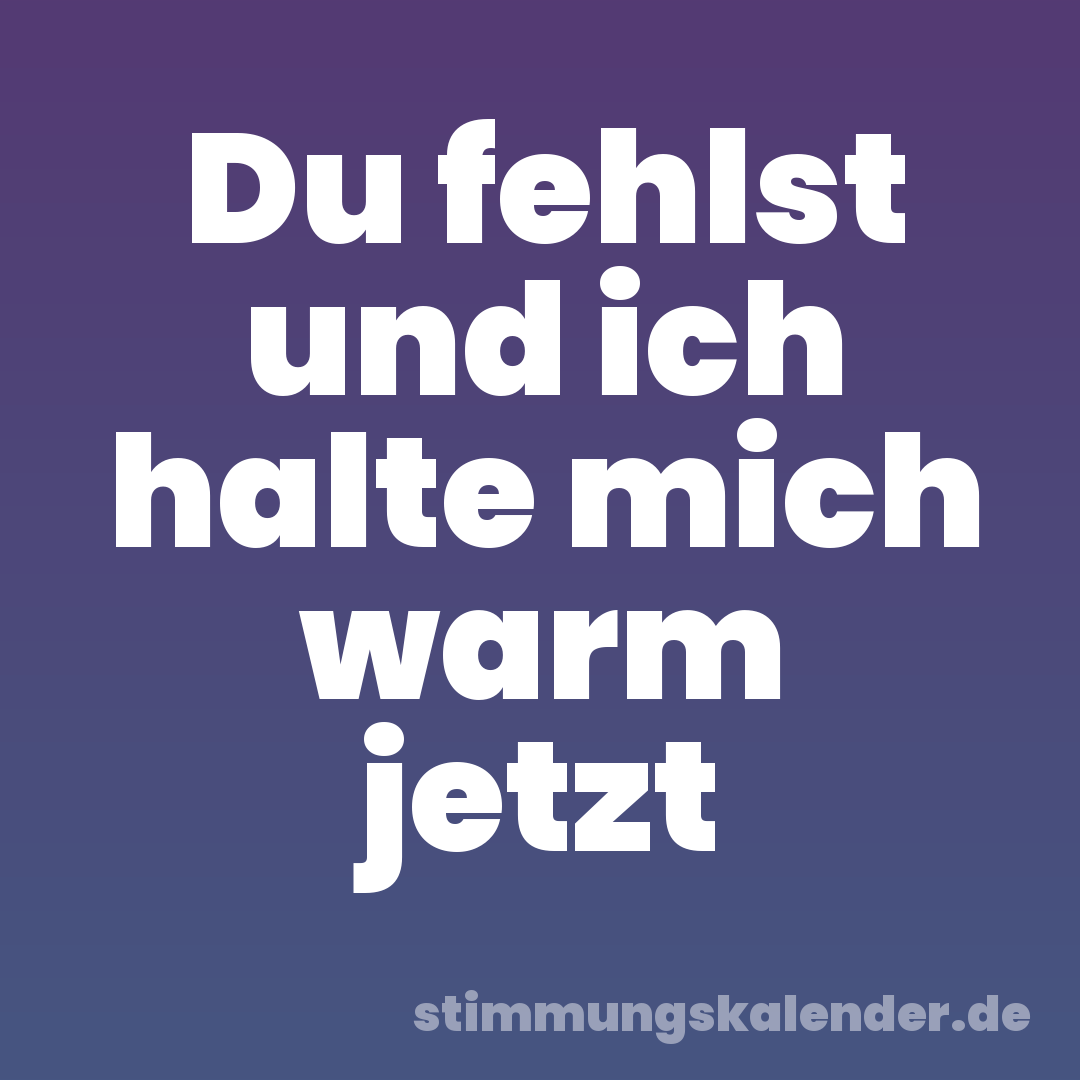 Du fehlst und ich halte mich warm jetzt
