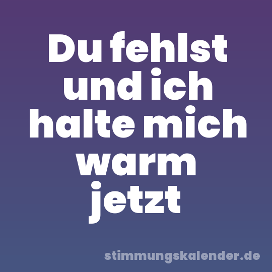 Du fehlst und ich halte mich warm jetzt