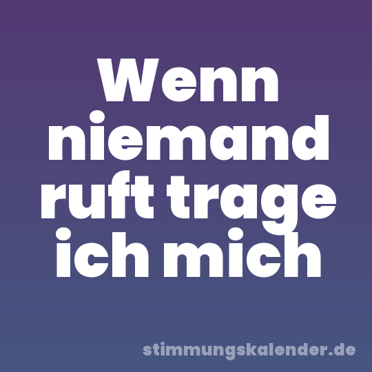 Wenn niemand ruft trage ich mich