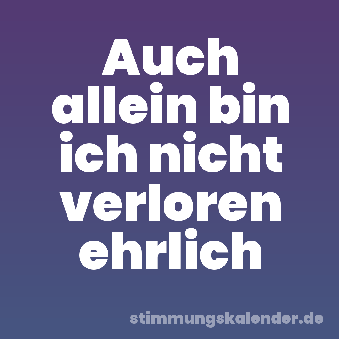 Auch allein bin ich nicht verloren ehrlich