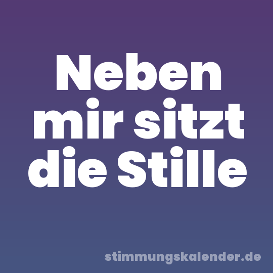 Neben mir sitzt die Stille