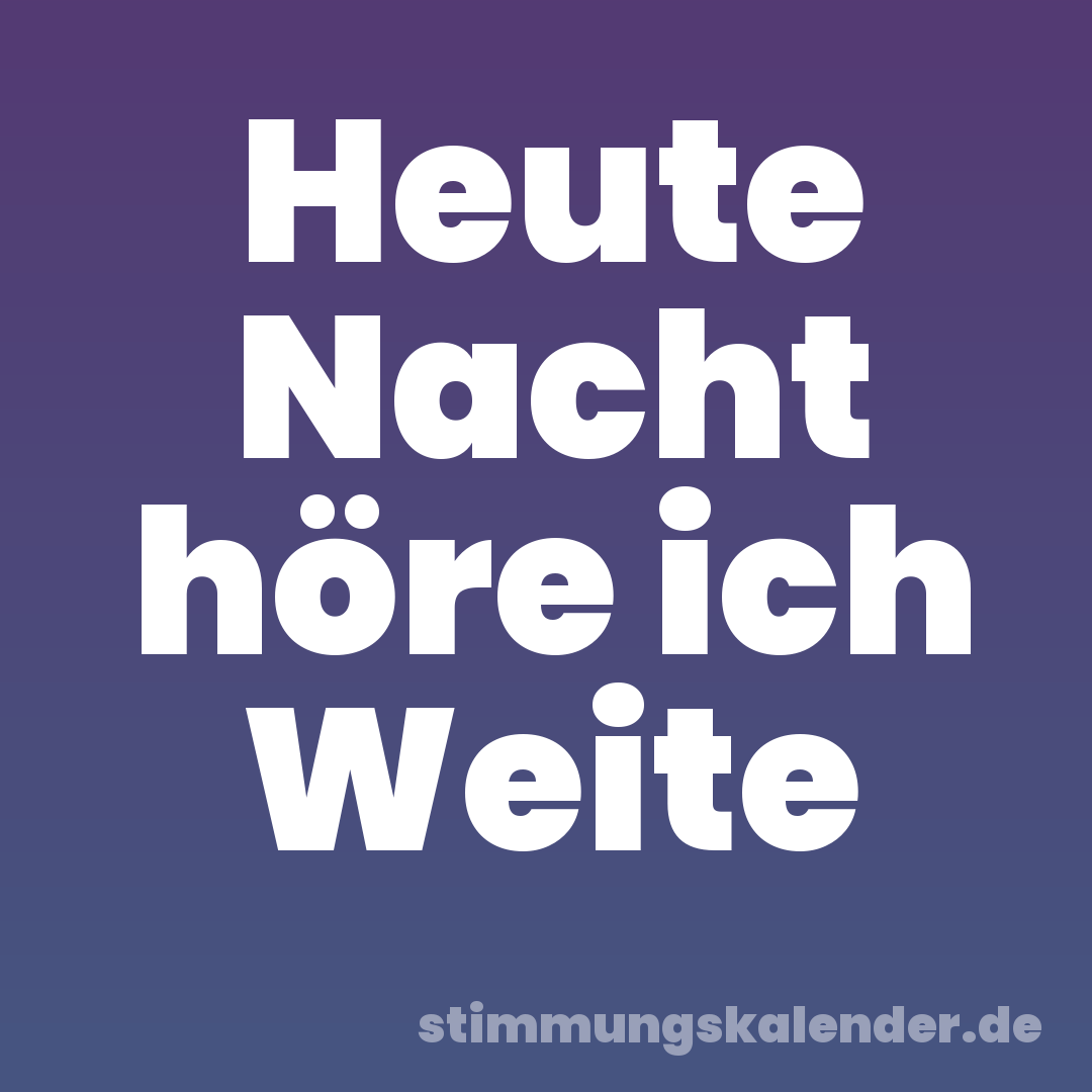 Heute Nacht höre ich Weite