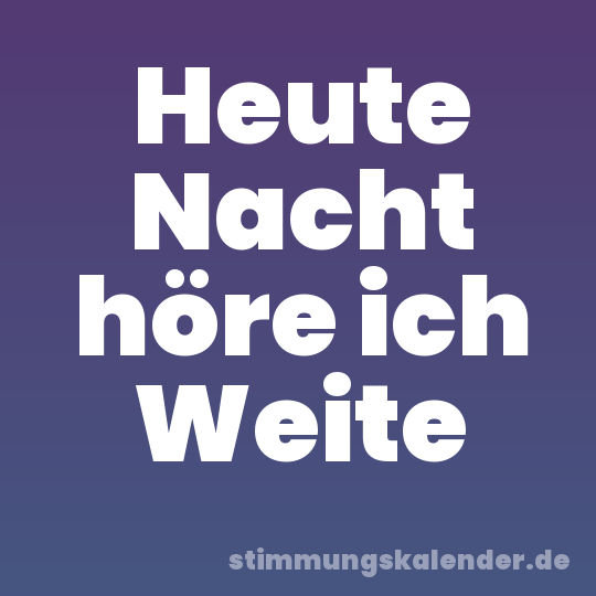 Heute Nacht höre ich Weite
