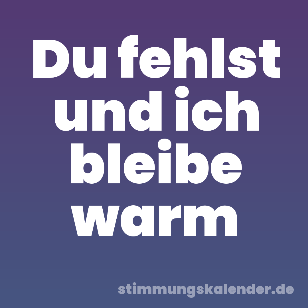 Du fehlst und ich bleibe warm