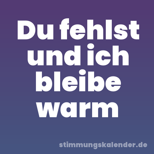 Du fehlst und ich bleibe warm