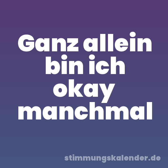 Ganz allein bin ich okay manchmal