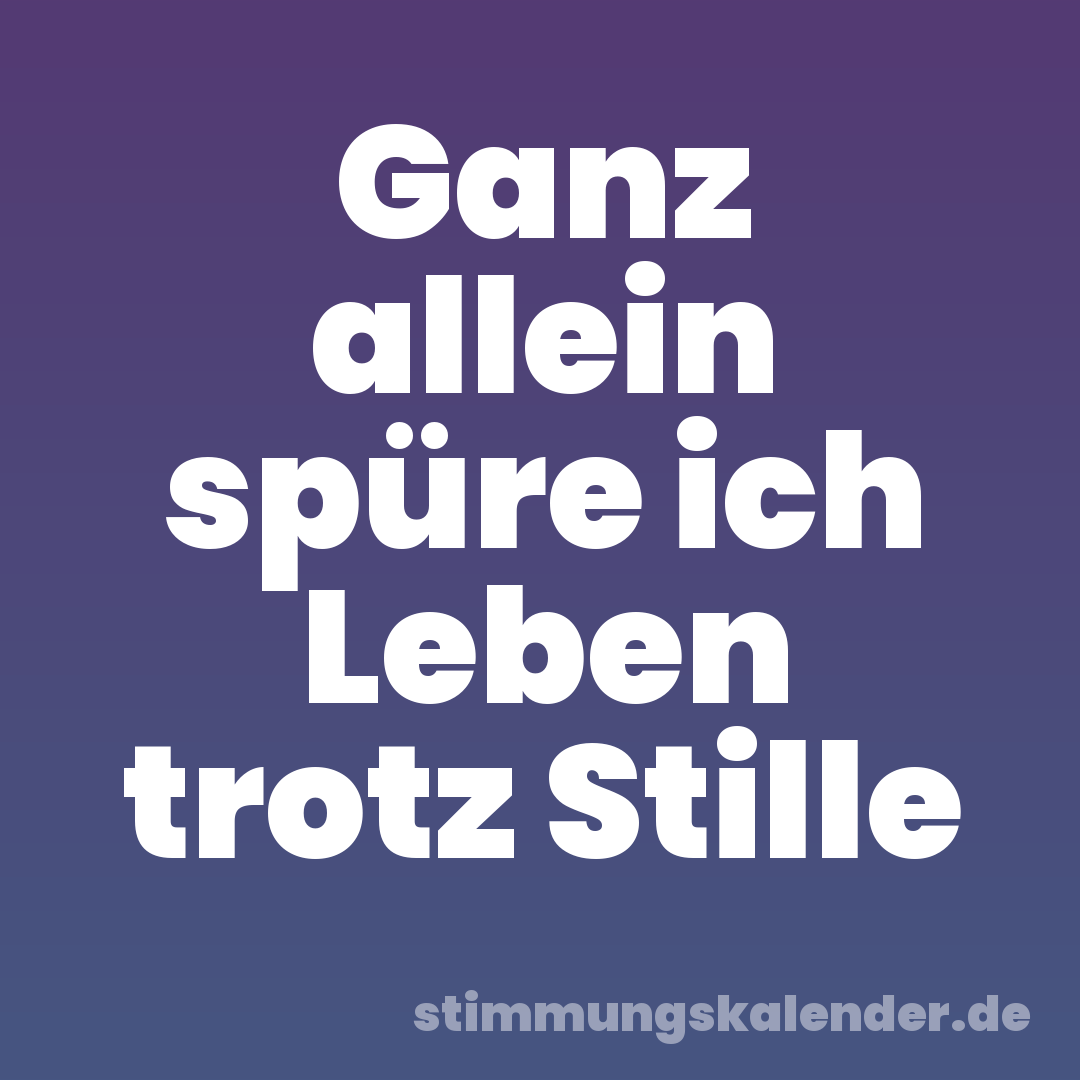 Ganz allein spüre ich Leben trotz Stille