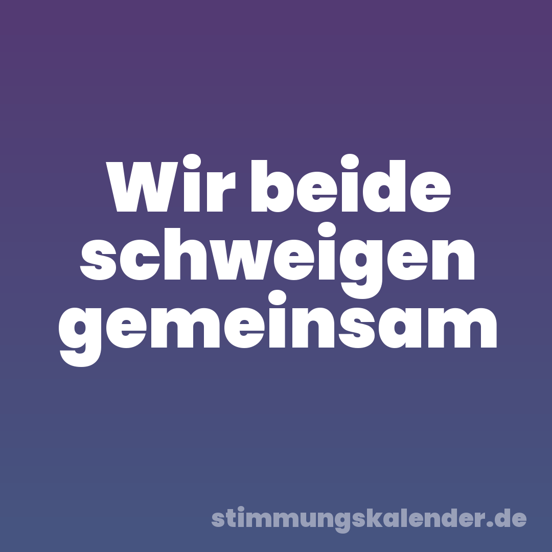 Wir beide schweigen gemeinsam