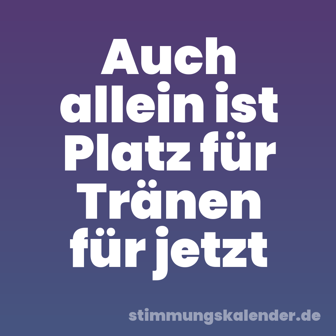 Auch allein ist Platz für Tränen für jetzt