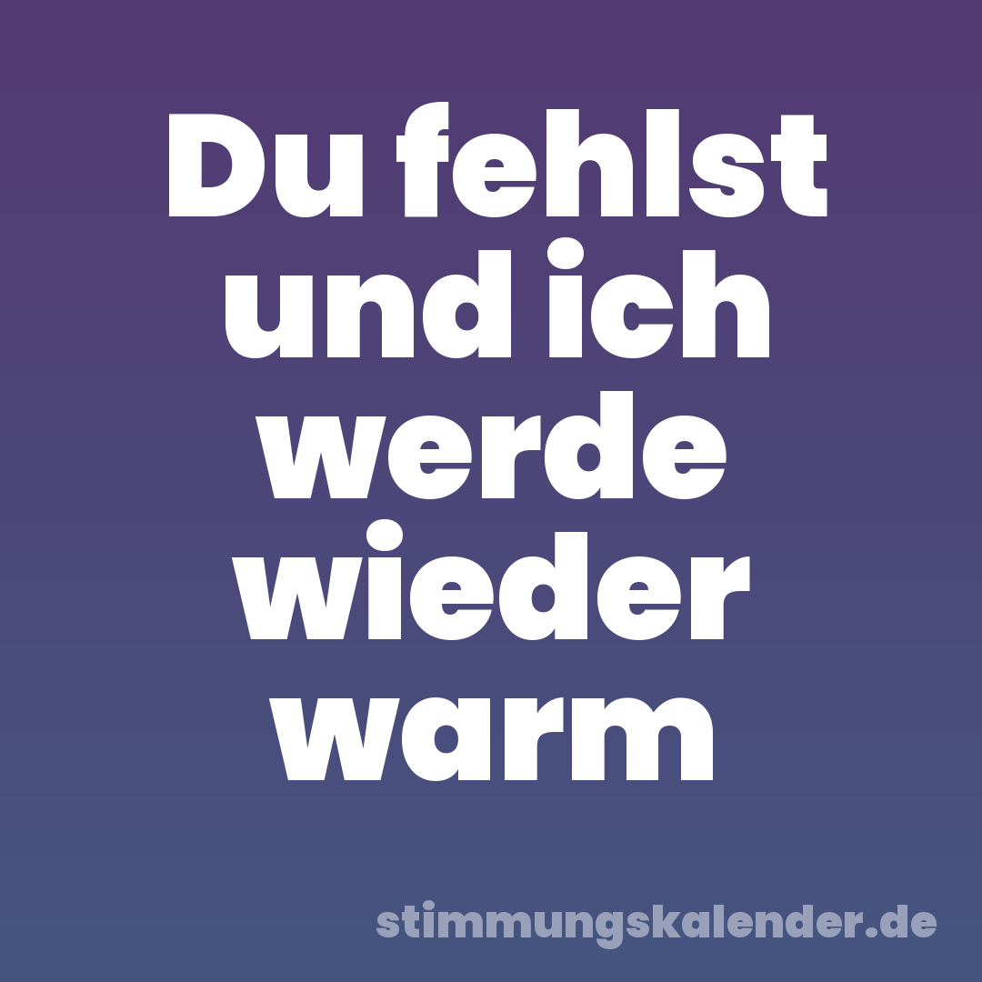 Du fehlst und ich werde wieder warm