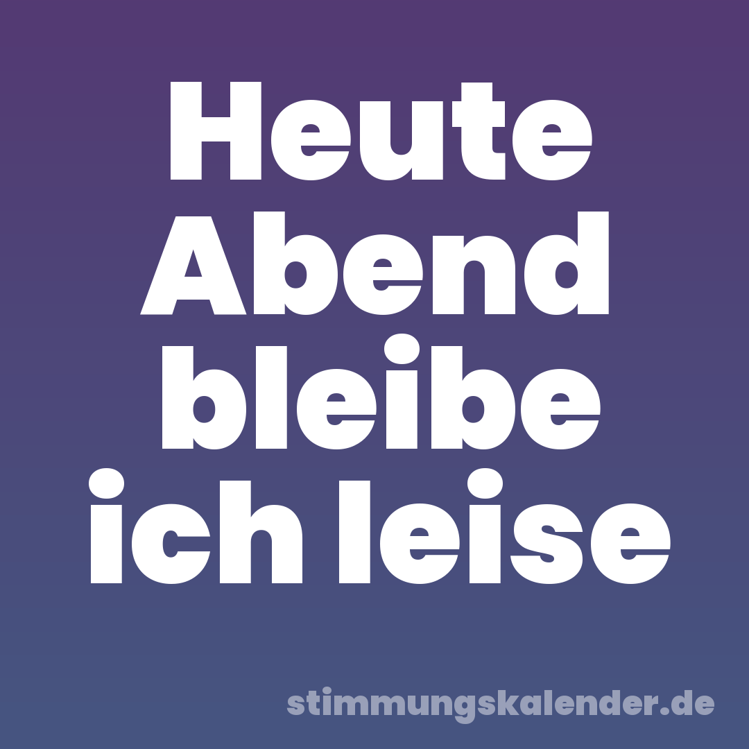 Heute Abend bleibe ich leise