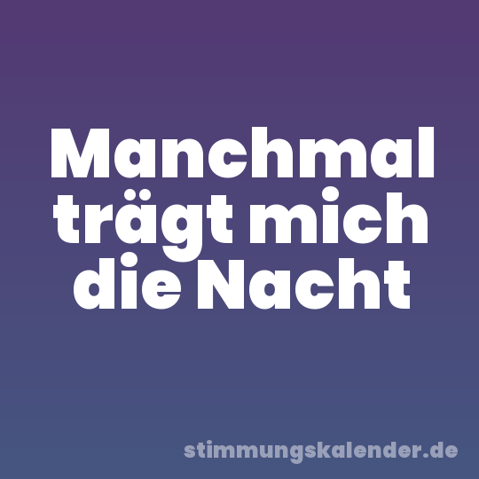 Manchmal trägt mich die Nacht