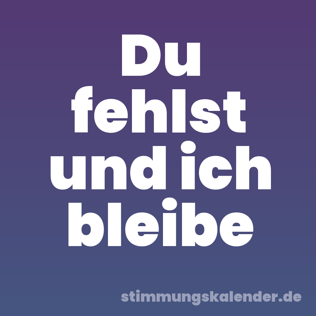 Du fehlst und ich bleibe