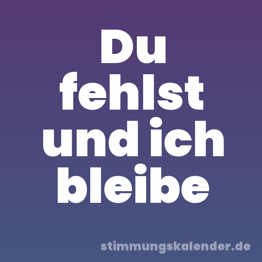 Du fehlst und ich bleibe