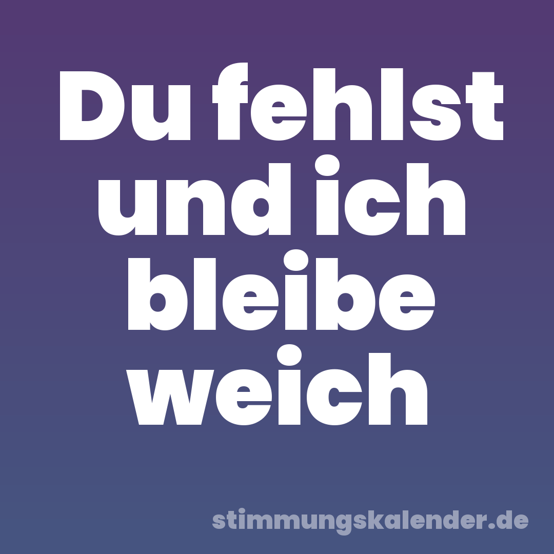 Du fehlst und ich bleibe weich