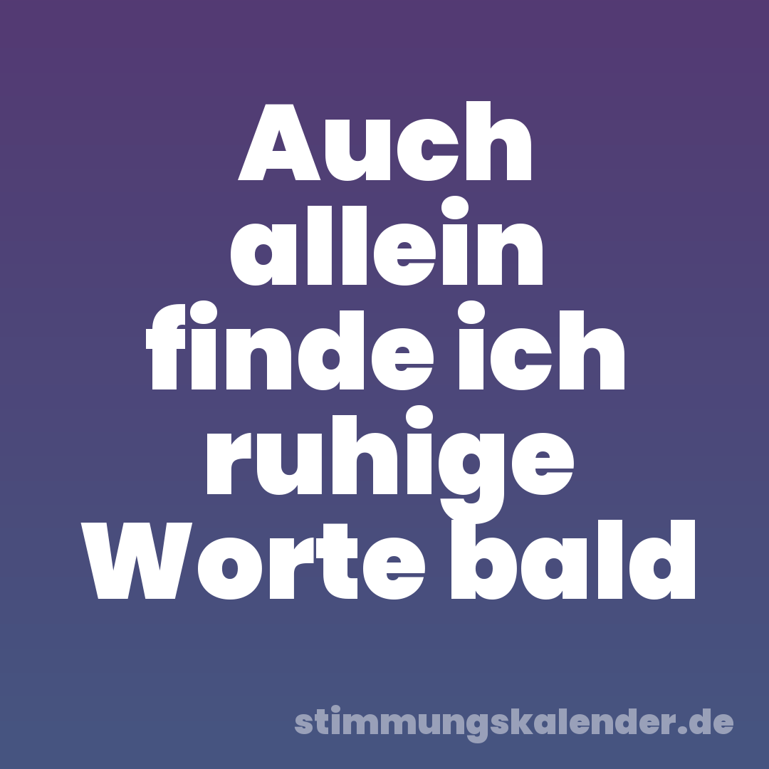 Auch allein finde ich ruhige Worte bald