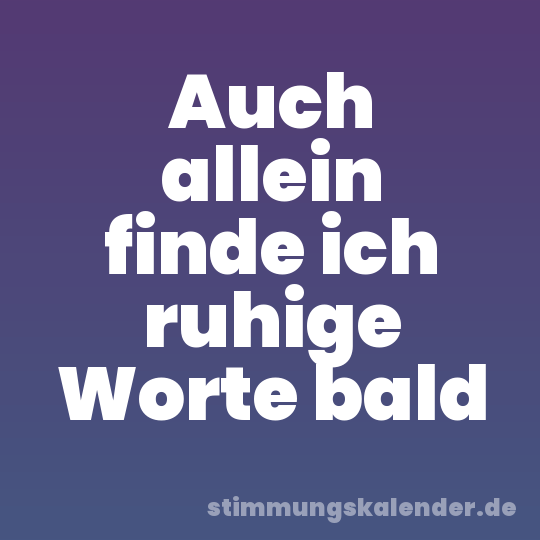 Auch allein finde ich ruhige Worte bald