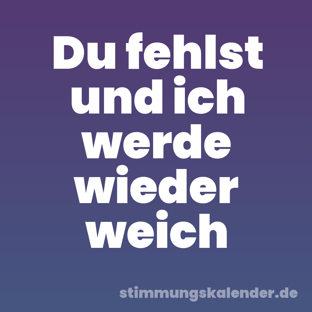 Du fehlst und ich werde wieder weich