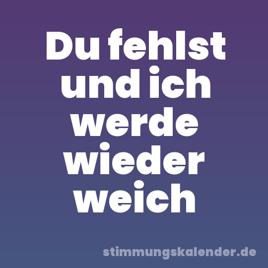 Du fehlst und ich werde wieder weich
