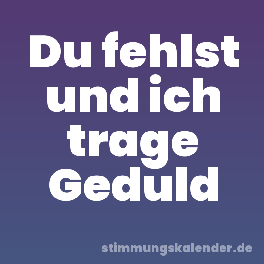Du fehlst und ich trage Geduld
