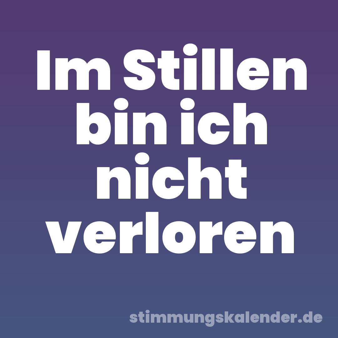 Im Stillen bin ich nicht verloren