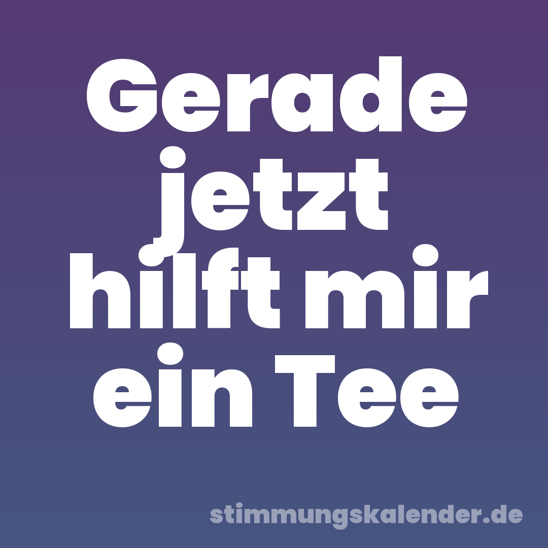 Gerade jetzt hilft mir ein Tee