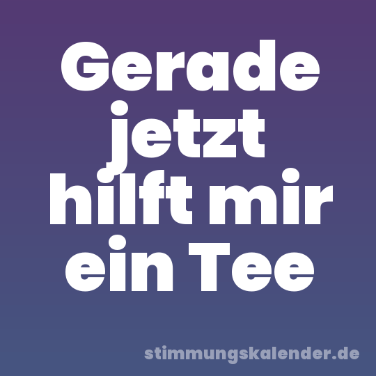 Gerade jetzt hilft mir ein Tee