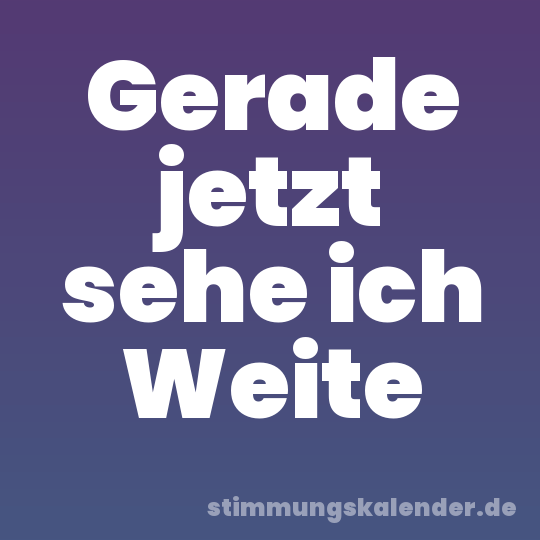Gerade jetzt sehe ich Weite