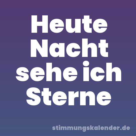 Heute Nacht sehe ich Sterne