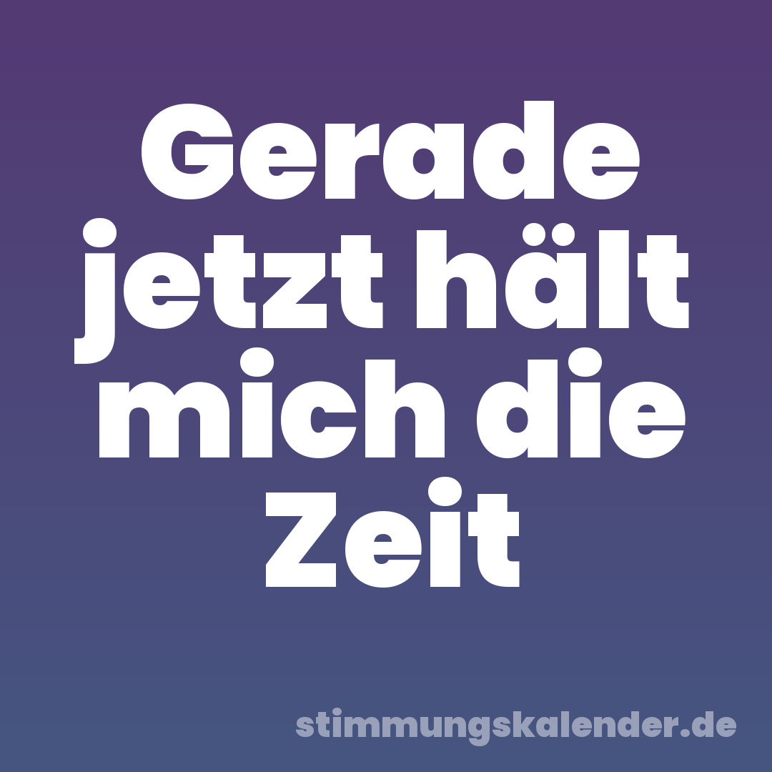 Gerade jetzt hält mich die Zeit