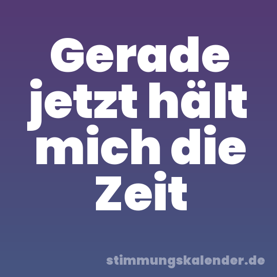 Gerade jetzt hält mich die Zeit