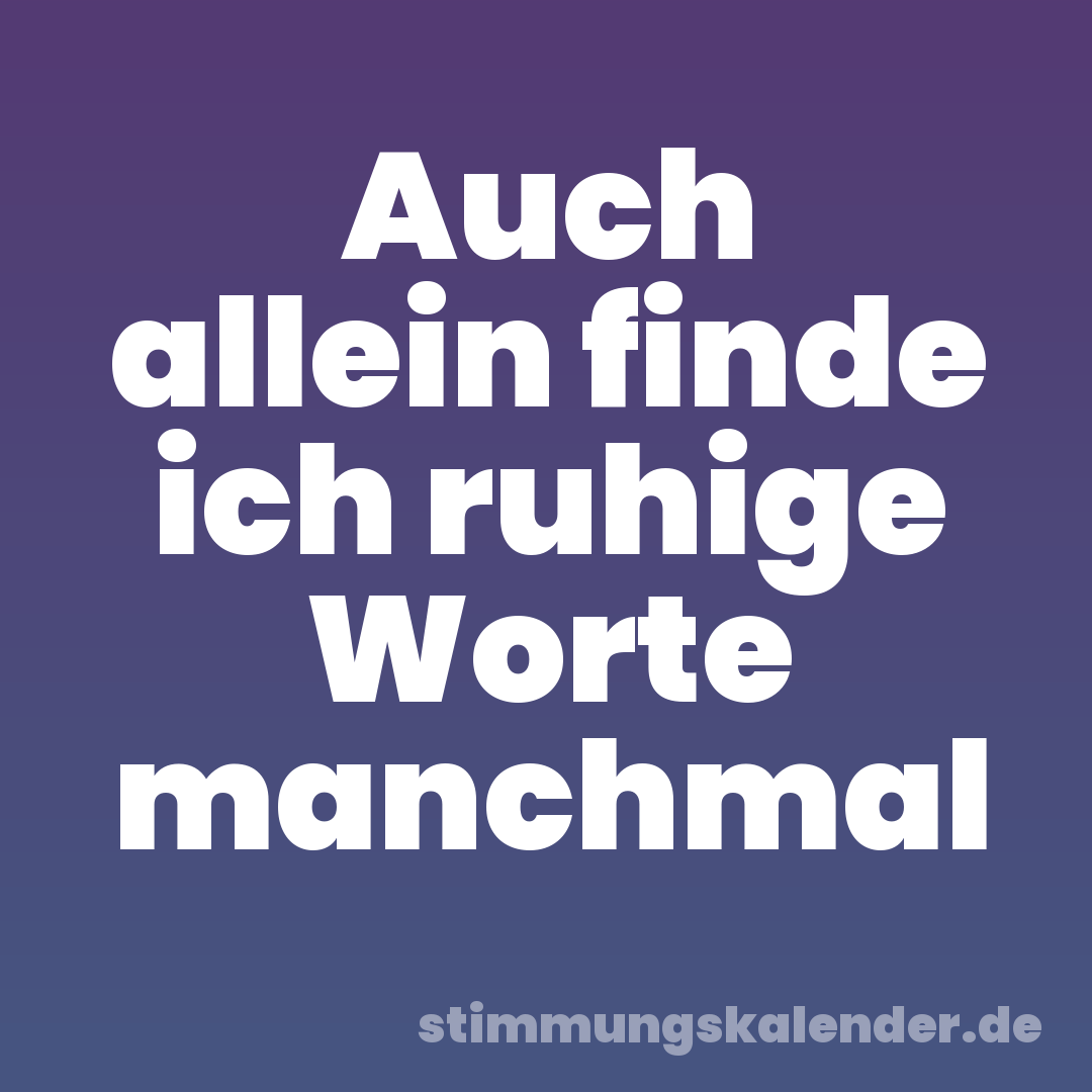 Auch allein finde ich ruhige Worte manchmal