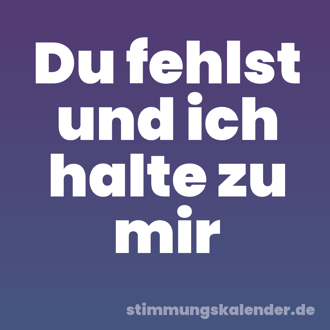 Du fehlst und ich halte zu mir