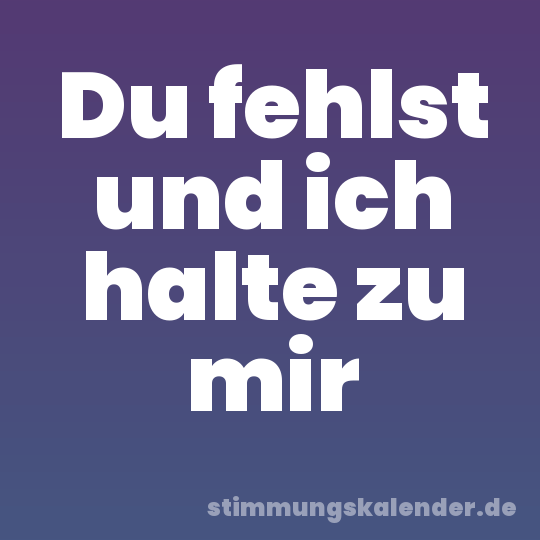 Du fehlst und ich halte zu mir