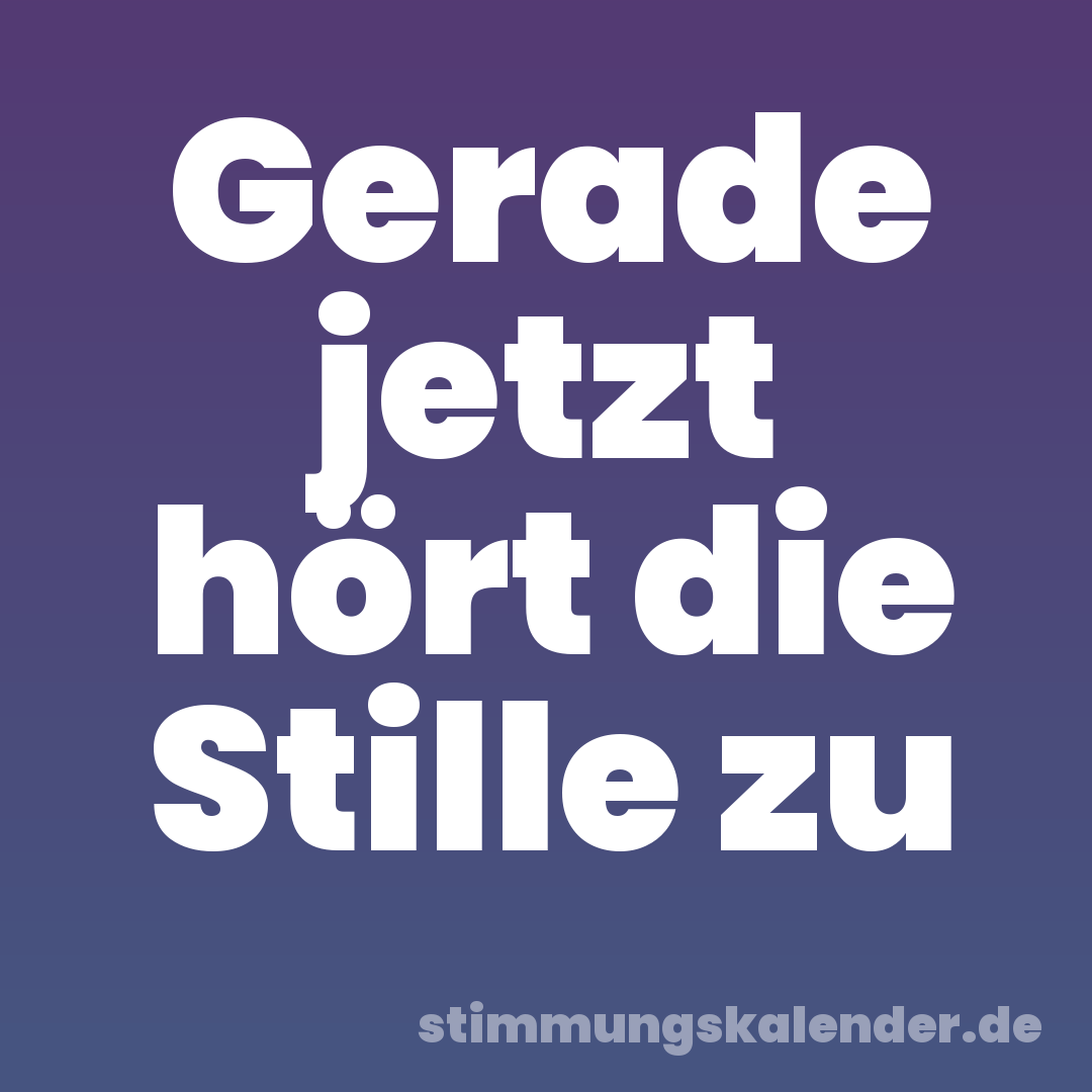 Gerade jetzt hört die Stille zu