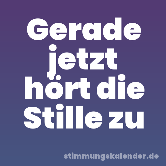 Gerade jetzt hört die Stille zu