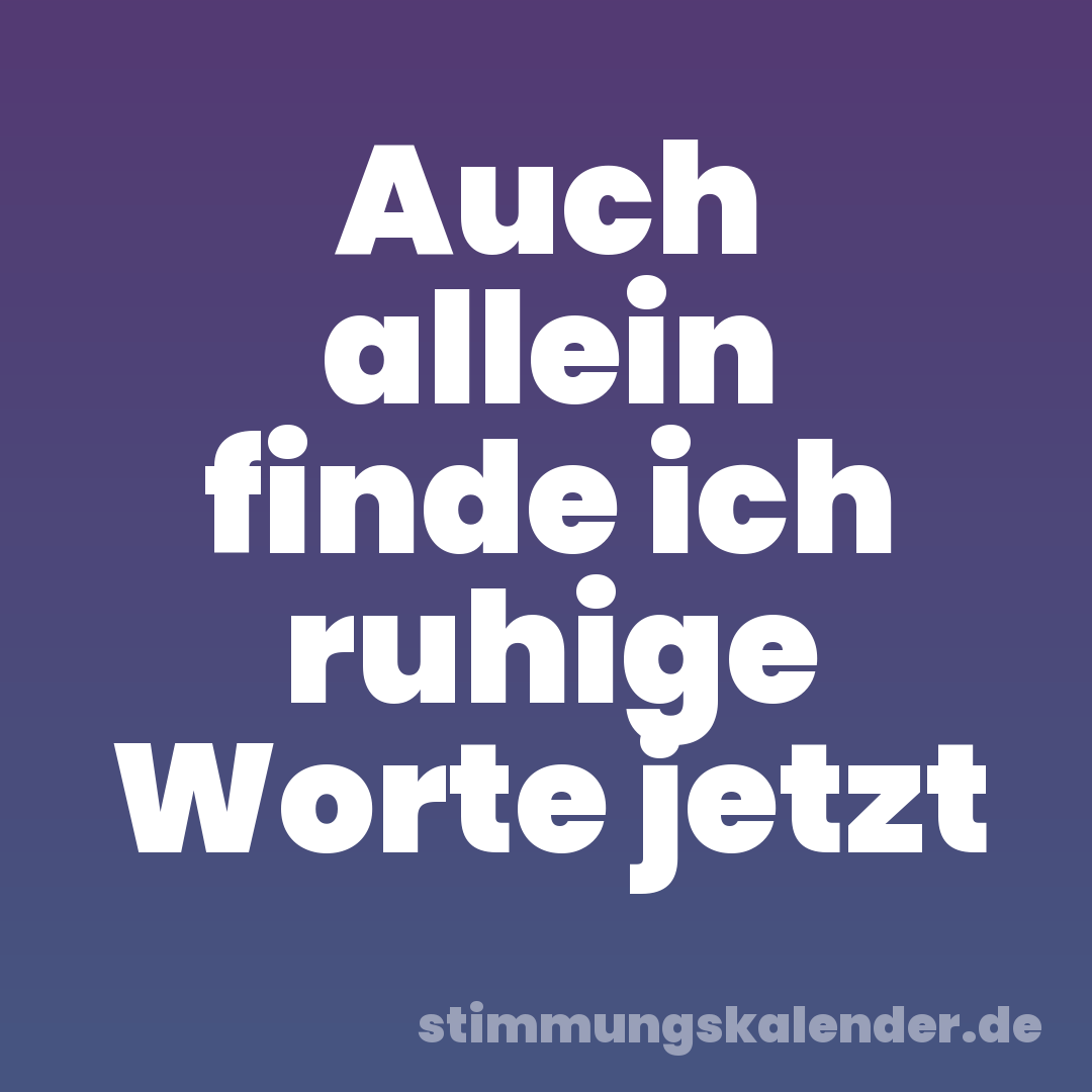 Auch allein finde ich ruhige Worte jetzt
