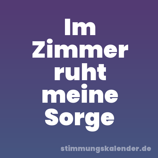 Im Zimmer ruht meine Sorge