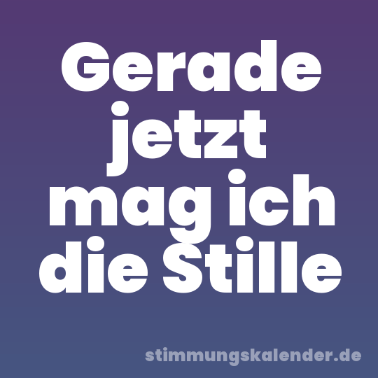 Gerade jetzt mag ich die Stille